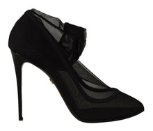 Load image into Gallery viewer, Dolce &amp; Gabbana Black Tulle Stretch Boots Pumps Shoes
