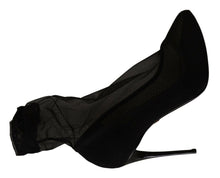 Load image into Gallery viewer, Dolce &amp; Gabbana Black Tulle Stretch Boots Pumps Shoes
