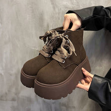 Load image into Gallery viewer, Women’s Chunky Sole Lace-Up Boots – Vintage Style
