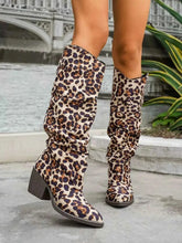 Load image into Gallery viewer, Cowboy Leopard Point Toe : Block Heels Boots
