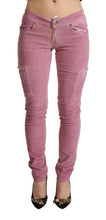 Load image into Gallery viewer, Acht Pink Cotton Low Waist Skinny Denim Cargo Jeans
