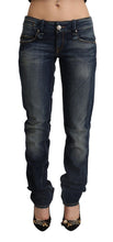 Load image into Gallery viewer, Acht Dark Blue Washed Cotton Skinny Denim Low Waist Jeans
