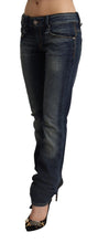 Load image into Gallery viewer, Acht Dark Blue Washed Cotton Skinny Denim Low Waist Jeans
