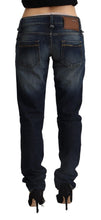 Load image into Gallery viewer, Acht Dark Blue Washed Cotton Skinny Denim Low Waist Jeans
