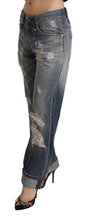 Load image into Gallery viewer, Acht Blue Tattered Mid Waist Straight Denim Cotton Jeans
