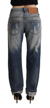 Load image into Gallery viewer, Acht Blue Tattered Mid Waist Straight Denim Cotton Jeans
