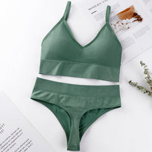 Load image into Gallery viewer, Women Seamless Bra Top Fitness Swimwear Push Up Exercise Bikini For Women 2 Pieces Ribbed Seamless Yoga Bikini Sets Sports Bra And Underwear Set 2 Piece High Waist Summer Bikini
