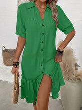 Load image into Gallery viewer, Women's Puff Sleeve Ruffled Hem Mini Dress – Solid Color
