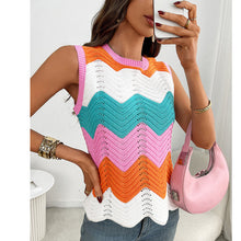 Load image into Gallery viewer, Women’s Rainbow-Striped Cropped Sweater Vest
