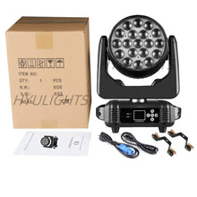 Load image into Gallery viewer, Vivid Beam Wash Zoom LED Moving Head Light - 19x15W RGBW 4in1, DMX512 Control for Stunning Stage Effects
