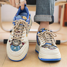 Load image into Gallery viewer, Bear Patch Low-Cut Harajuku Sneakers – Color Block Thick Sole
