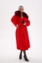 Load image into Gallery viewer, Saga®Furs Silver Fox Wool Alpaca Wraparound Coat

