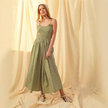 Load image into Gallery viewer, Women's Retro Plaid Sleeveless A-Line Maxi Dress – Fitted Waist Pleated Sundress
