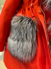 Load image into Gallery viewer, Roma Genuine Silver Fox Fur Rabbit Fur Insulated Parka in Red
