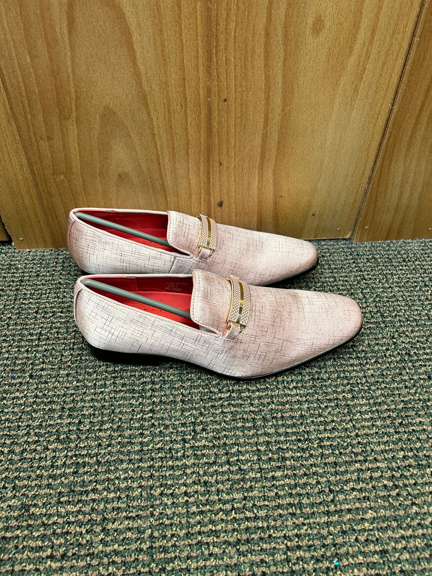 After Midnite Salmon/Pink Smoking Slip-on Red Bottom Prom Dress Shoes Style: 6979