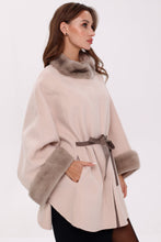 Load image into Gallery viewer, Genuine Mink Fur Double Face Wool Poncho
