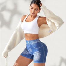 Load image into Gallery viewer, Seamless Denim-Look Yoga Shorts – Back V-Waist Hip-Lifting
