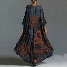 Load image into Gallery viewer, Women's Dragon Print Deep V-Neck Maxi Dress Beach Cover-Up
