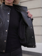 Load image into Gallery viewer, Marlowe Braided Genuine Leather Jacket in Black
