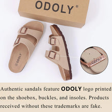 Load image into Gallery viewer, Women's Cork Footbed Slide Sandal, Comfortable Summer Beach Sandals with Adjustable Buckle 7.5 Stone - # GIAA73510007
