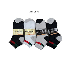 Load image into Gallery viewer, 12 Pairs Ankle Socks 9-11 , 10-13 (8 styles) Active , Unisex
