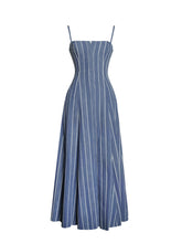 Load image into Gallery viewer, Abygail Stripe Cotton Denim Maxi Dress
