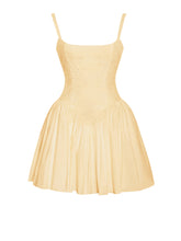 Load image into Gallery viewer, Kadi Yellow Cotton Drop Waist Corset Mini Dress
