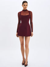 Load image into Gallery viewer, Natasha Burgundy Faux Two-Piece Turtleneck Mini Dress
