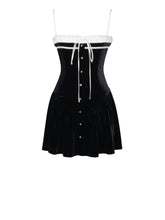 Load image into Gallery viewer, Olya Black and White Velvet A-Line Corset Mini Dress

