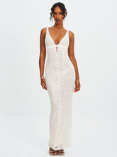 Load image into Gallery viewer, Adelaide White Beaded Sequin Net Bodycon Gown
