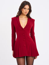 Load image into Gallery viewer, Delia Burgundy Blazer Dress with Pleated Detail
