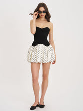Load image into Gallery viewer, Dahliana Polka Dot Bubble Hem Corset Mini Dress
