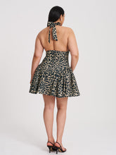 Load image into Gallery viewer, Mackenzie Cheetah Print Halter Linen Mini Dress
