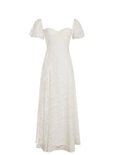 Load image into Gallery viewer, Pandora White Bubble Sleeve Backless Maxi Dress
