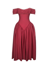 Load image into Gallery viewer, Xavy Crimson Off-Shoulder Corset Midi Dress
