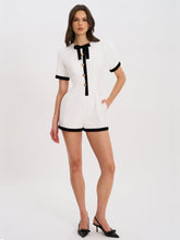 Load image into Gallery viewer, Idina Business Casual White Romper with Black Trim
