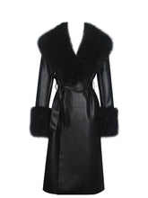 Load image into Gallery viewer, Zariah Black Faux Fur Trimmed Longline Coat
