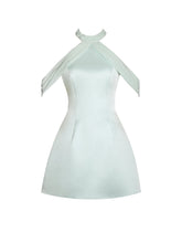 Load image into Gallery viewer, Zafrina Light Cyan Halter Off-shoulder Backless Mini Dress
