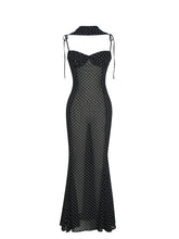 Load image into Gallery viewer, Yadira Black Base Polka Dot Chiffon Maxi Dress

