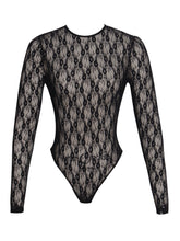 Load image into Gallery viewer, Maisie Black Lace Long Sleeve Bodysuit
