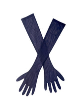 Load image into Gallery viewer, Ora Navy Mesh Opera-Length Gloves
