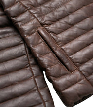 Load image into Gallery viewer, Men's Brown Leather Puffer Jacket
