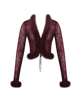 Load image into Gallery viewer, Hali Burgundy Animal Print Burnout Velvet Fur Trim Top
