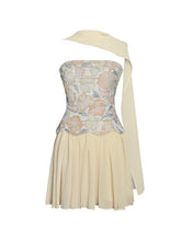Load image into Gallery viewer, Quanisha Yellow Beaded Floral Mini Chiffon Dress with Scarf
