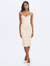 Load image into Gallery viewer, Gracie Butter Yellow Ruched Satin Midi Dress
