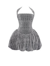 Load image into Gallery viewer, Naomie Crystal Embellished Bubble Hem Halter Mini Dress
