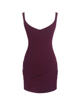 Load image into Gallery viewer, Tori Wine Red Pleated Mini Dress with Chiffon Scarf
