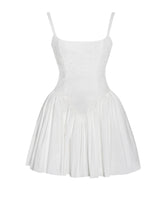 Load image into Gallery viewer, Kadi White Cotton Drop Waist Corset Mini Dress
