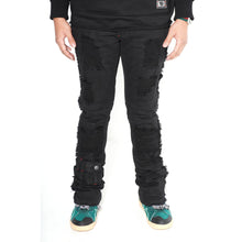 Load image into Gallery viewer, F1779 Shredded Stack Jeans - Black/Black
