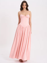 Load image into Gallery viewer, Najwa Baby Pink Ruched Breast Drop Waist Maxi Dress
